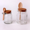 120ml 250ml round transparent jelly jam ice cream spice glass jar with wood spoon and cork